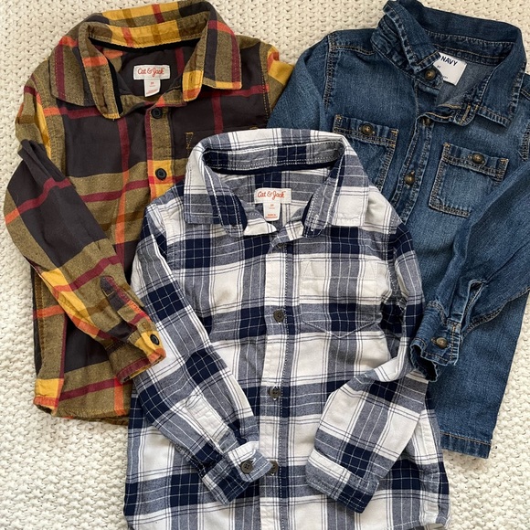 Cat & Jack Other - Toddler boys cat and jack and old navy long sleeve flannel and denim top bundle